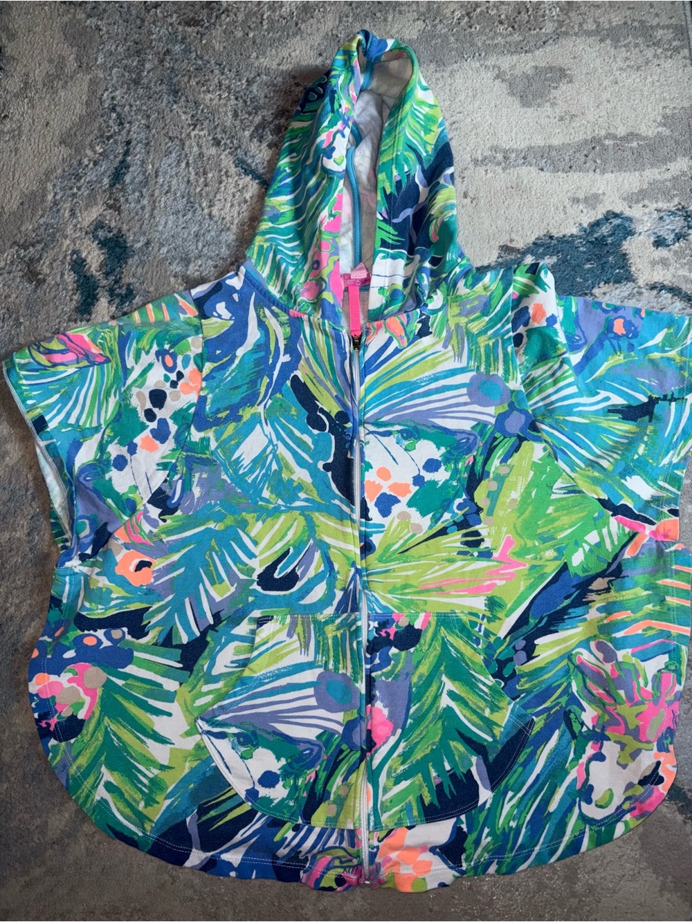 Lilly Pulitzer Multicolor Tropical Zip Hoodie / Swim Cover Up- Pink, Blue, Green